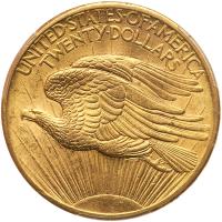 1908 $20 St. Gaudens. No Motto - 2