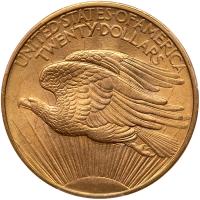 1908 $20 St. Gaudens. No Motto - 2