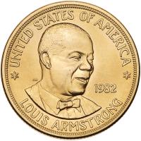 1982 1 oz Gold Louis Armstrong Gem Unc Medal