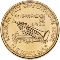 1982 1 oz Gold Louis Armstrong Gem Unc Medal - 2