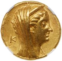 Ptolemaic Kingdom. ArsinÃ¶e II, wife of Ptolemy II. Gold octadrachm (27.43 g), Died 270 BC