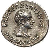 Indo-Greek Kingdom. Menander I. Silver Tetradrachm (9.98 g), ca. 165/55-130 BC