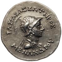 Indo-Greek Kingdom. Menander I. Silver Tetradrachm (9.72 g), ca. 165/55-130 BC