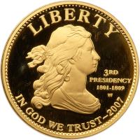 2007-W Jefferson's Liberty. $10.00 (1/2 ozt) Gold Proof