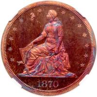 1870 Pattern Silver Dollar. Copper, reeded edge. Judd-1004. Pollock-1136