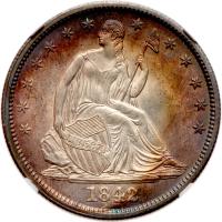 1842 Liberty Seated 50C. Med Date NGC PF65 Cameo