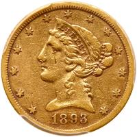 1893-CC $5 Liberty
