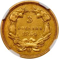 1854-O $3 Gold NGC EF45 - 2