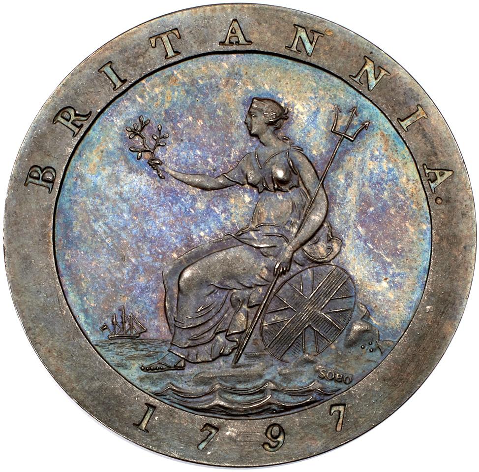 Proof Pattern Great Britain. Silver Restrike Proof Pattern Halfpenny, 1797