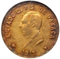 Mexico: Oaxaca. Gold 10 Pesos, 1915