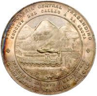 Peru. Trans-Andean Railway Silver Medal, 1870