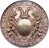 Switzerland: Luzern. Vaud Cantonal Shooting Festival in Lausanne Silver Medal, 1894 - 2