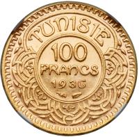 Tunisia. 100 Francs, 1936 - 2