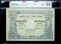 French Indo-China. "PROOF" 100 Dollars=100 Piastres, ND (1879-90)