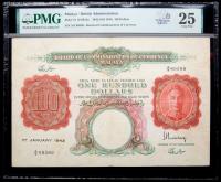 Malaya / British Administration. 100 Dollars, 1942 (ND 1945)