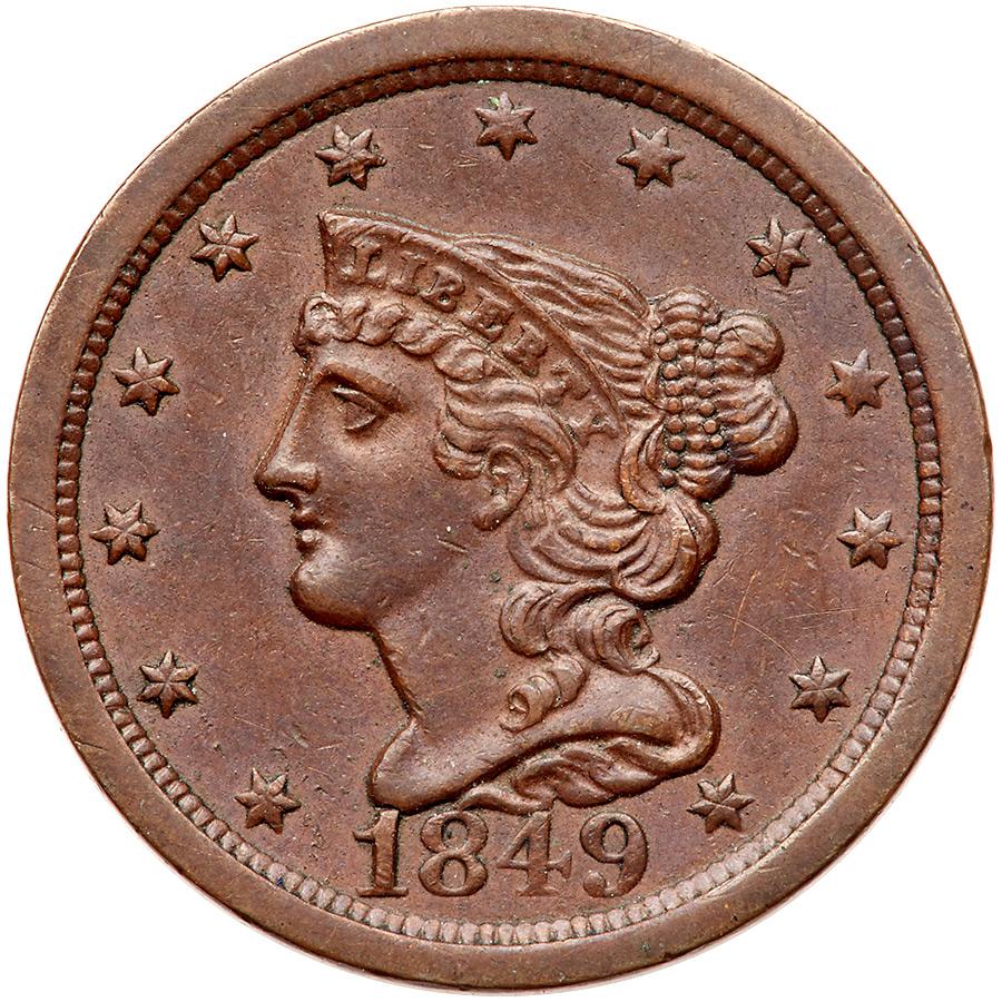 1849 Coronet Head 1/2C