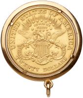 $20.00 1900 Liberty housed in a solid smooth design 18 kt yellow gold bezel - 2