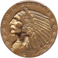 1911-S $5 Indian PCGS AU55