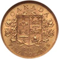Canada. 5 Dollars, 1914 - 2