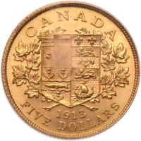 Canada. 5 Dollars, 1913 - 2