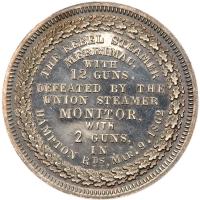 1862. Silver Medal 30 mm (10.07g). First Battle between Iron Clad War Vessels - 2