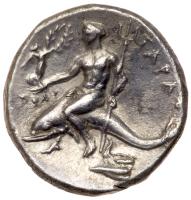 Calabria, Tarentum. Ca. 280-272 BC. Silver Nomos (stater) 6.40 g. - 2