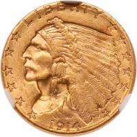 1914-D $2.50 Indian NGC MS63