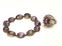 WITHDRAWN - Ladies Appealing, Vintage, Victorian Style Lavender Amethyst Link Bracelet.
Also Included a Contemporary 10K Cocktail Ring