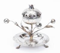 Wonderful Antique Silver Spice Container, a Besamim, in the Shape of a Pomegranate, Middle 19th Century.