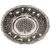 Large, Round, Sterling Silver Tray from the Excellent Maciel Silver Factory in Mexico City. Superior Repousse Work Clearly Evide