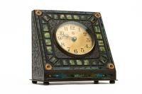 Tiffany Furnaces, Inc (Tiffany & Co.) Rare Desk Clock with Enamel and Painated Bronze. Keeps Perfect Time, Choice Condition ca.