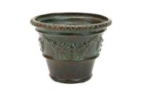 "From The Antique Tiffany Studios" Marked Miniature Neo-Classical Pot in Deeply Patinated Bronze with Burnished Green Accent. Ex