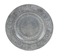 Remarkable German Pewter Seder Plate from the late 1700s. Spectacular Jewish Folkloric Art