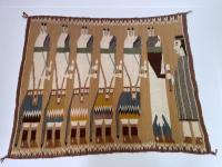 Vintage 1960s Navajo Weaving of Yei Deities in Handspun Wool and Natural Dyes