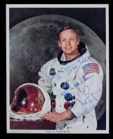 Neil Armstrong Inscribed and Signed White Suit NASA Photo ca. 1975