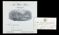 Johnson, Lyndon B. Autographed Note Card Signed as President with Original Transmittal Slip of Flowers Sent to Bethesda Naval Ho