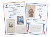 Johnson, Andrew and Ulysses S. Grant, Civil & Post-Civil War Presidents of Significant Historic Importance. Signatures and Carte