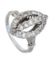 Ladies Vintage Platinum and Diamond Ring in a Most Unusual Design with a Total Carat Weight of 1.5 Carats