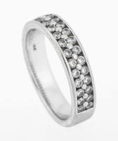 Gentleman's or Lady's 14K White Gold Wedding Band with 30 Accent Diamonds Set Along the Top 50% of the Band