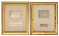 Two Framed and Signed Colonial CurrencyNotes: Francis Salvador and Benjamin Levy, Early American Jewish History