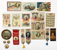 Political Ephemera: Exceptional Pieces. Ulysses Grant Silks, Choice Taft/Sherman Tip Tray, United Spanish War Verterans Card and