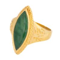 Ladies Classic, Elegant 24K Yellow Gold and Stunning Green Jade Ring