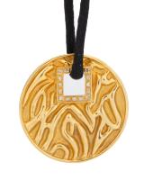 Striking 22K Yellow Gold Contemporary Pendant Evoking Ancient Chinese Coinage.