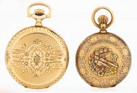 Two Antique 14K Yellow Gold Pocket Watches Both with Exceptionally Beautiful Cases