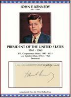 Kennedy, John F. Cut Signature Very Likely as President. Excellent Condition.