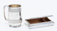 Two Handsome Sterling Silver Pieces: Antique Cigarette Box and Heavy Sterling Silver Mug