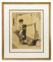 Norman Rockwell Sepia Collotype, Tom Sawyer Suite: Whitewashing the Fence