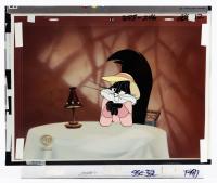 Original Production Cel from CARROTBLANCA. First Speaking Role of Penelope Playing Kitty to Sylvester's Slazo. Unframed, COA Inc