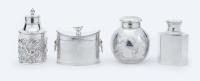 Four (4) Early 20th Century Sterling Silver Tea Caddies, All Exceptionally Well Made with Great Visual Appeal.