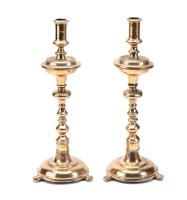 Pair of Spectacular Antique Shabbat Candle Holders in Heavy Bronze and Gilt Gold mid to late 1800s